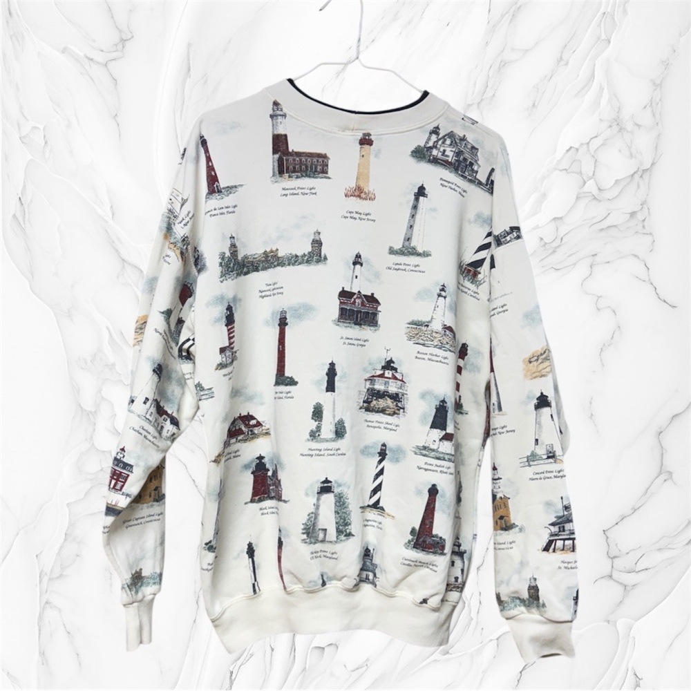 Art Unlimited Sportswear vintage 90s all-over print (AOP) lighthouse sweatshirt
